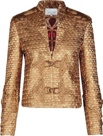 Johanna Ortiz Boldness scale-pattern knot-detail jacket - Gold