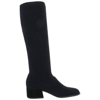 Eileen Fisher Womens Long Stretch Block Heel Boots In Black