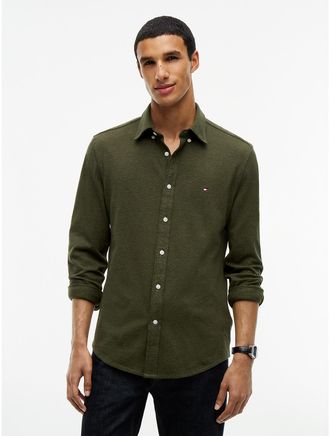 Tommy Hilfiger Mens Slim Fit Pique Knit Shirt - Ghost Fern - XXL