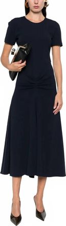 Victoria Beckham Gathered Detail Dress In Navy