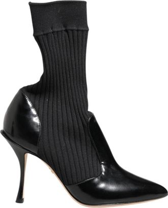 Dolce & Gabbana Korte Laarzen - Dames - Laarzen met Hak - Zwart - 37 EU - Leer - Schoenen