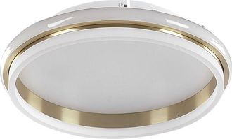 Beliani L&aacute;mpara De Techo Led De Metal Dorado Blanco 42 Cm Pantalla Anillo Taping