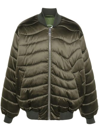 ブルゾン KHRISJOY Women Bomber Jackets ESW001CAMPLTMIX68 Green KHRIS JOY Printed puffer bomber jacket - Enny Monaco