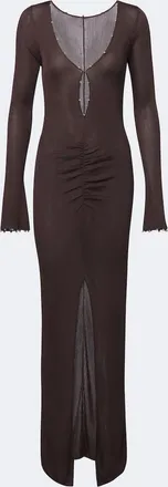 De La Vali Elisia ribbed-knit ruched maxi dress