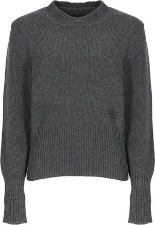 Maison Margiela Wool Round-neck Sweater - Dames - Ronde hals truien - Grijs - S - Wol - Truien & Vesten
