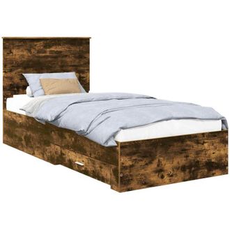 vidaXL Estructura De Cama Con Cabecera Roble Ahumado 90 X 190 Cm Vidaxl