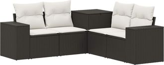 vidaXL Juego De Sof&aacute; 5 Uds. Negro Y Blanco Crema Vidaxl