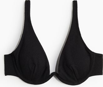H&M Wattiertes Bikinitop mit tiefem Ausschnitt - Schwarz