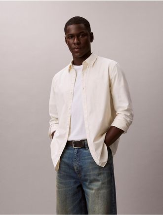 Calvin Klein Jeans Calvin Klein Mens Solid Classic Oxford Button-Down Shirt - Yellow - XL