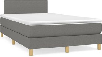vidaXL Cama Box Spring Con Colch&oacute;n Tela Gris Oscuro 120x190 Cm Vidaxl
