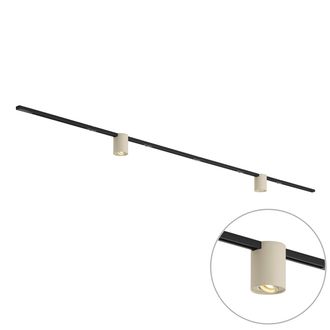 QAZQA Qazqa Modern Railsysteem Zwart Met 2 Beige Spots 1-fase - Iconic