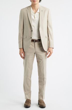 AllSaints Ross Slim Fit Tan Cotton & Wool Blend Suit in Sand at Nordstrom, Size 44Regular