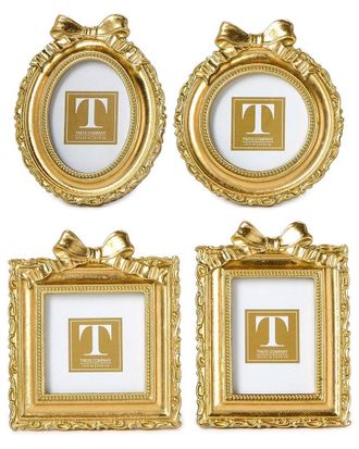 Two's Company Set Of 4 Vintage Mini Photo Frames With Accent Bow