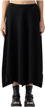 Ermanno Scervino Gonna Maglia - Dames - Midirokken - Zwart - M - Wol - Rokken