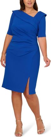 Adrianna Papell Asymmetric Stretch Crepe Sheath Dress in Violet Cobalt at Nordstrom, Size 20W