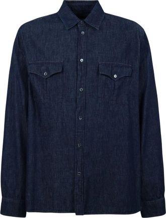 Jil Sander Katoenen Chambray Shirt - Heren - Spijkeroverhemden - Blauw - 3XL - Katoen - Overhemden