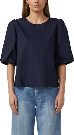 s.Oliver Schlupfbluse S.OLIVER, Damen, Gr. 34, blau, Web, Obermaterial: 100% Baumwolle, unifarben, l&auml;ssig geschnitten h&uuml;ftbedeckend, Rundhals, abgesteppte Kant