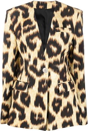 The Attico Louise leopard-print blazer - women - Cupro/Polyester/Viscose - 38 - Black
