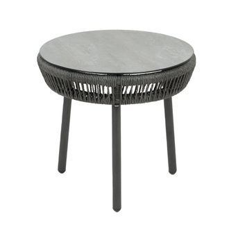 ED&Egrave;N JARD&Iacute; Mesa auxiliar cristal templado rat&aacute;n tipo cuerda antracita