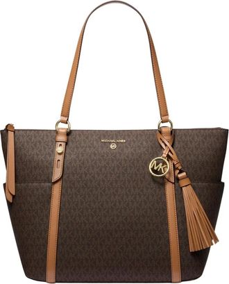 Michael Kors Sullivan Grote Top-Zip Tote - Dames - Shoppers - Bruin - ONE Size - Katoen - Tassen