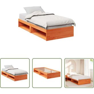 vidaXL vidaXL Letto con doghe - Dormeuse senza Materasso Marrone Cera 90x200 cm Legno di Pino