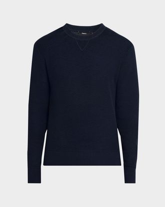 Theory Men & apos;s Myhlo Cotton Knit V-Stitch Crewneck Sweater
