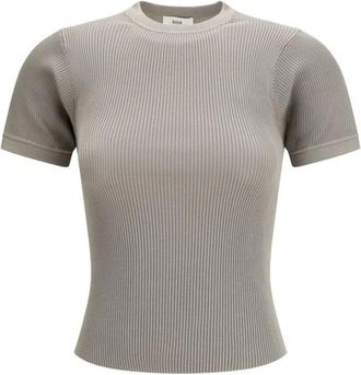 Rier Zijden T-shirt met ronde hals - Dames - Truien - Beige - Maat: S Zijde