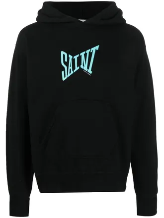 Saint Mxxxxxx logo-print cotton hoodie - men - Cotton - S - Black