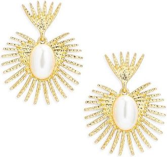 Kenneth Jay Lane Faux Pearl Fan Earrings in Gold at Nordstrom