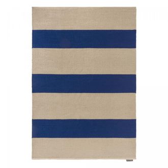Brink & Campman Alfombra kilim de exterior hecha a mano en azul y beige 160x230
