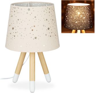Relaxdays L&aacute;mpara De Mesa Infantil, Para Ni&ntilde;os & Ni&ntilde;as, E14, Redonda, 40 Cm, Estrellas, Rosa - Relaxdays