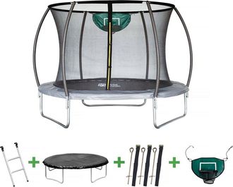 Habitat et Jardin Cama El&aacute;stica Con Red Interior Y Canasta De Baloncesto jumper &Oslash;3,70 M - Gris