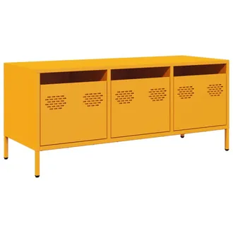 vidaXL Vidaxl - Mobile Tv Giallo Senape 101,5x39x43,5 Cm In Acciaio