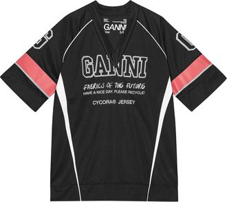 Ganni Future mesh T-shirt - Zwart