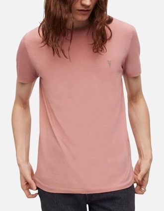 AllSaints Allsaints Mens ALL SAINTS Mens T Shirts Tonic Crew Neck Short Sleeve Rumskull Plain Casual Tops - Pink - Size: 44