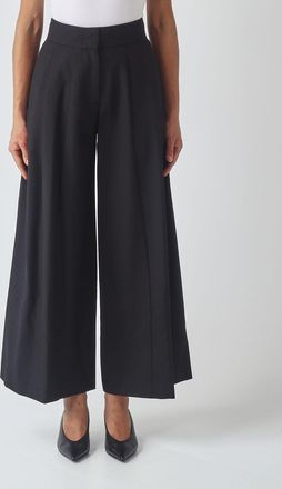 Meimeij Pantaloni cropped in misto lana a gamba larga con pince