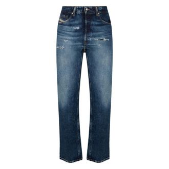 Diesel Straight Jeans, male, Blue, Size: W33 Straight jeans in denim dark wash