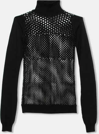 Jean Paul Gaultier Black Patterned Open Knit Long Sleeve Sweater