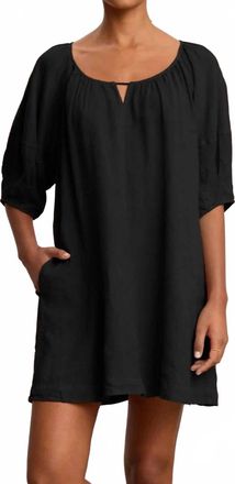 Velvet Greta Puff Sleeves Mini Dress In Black