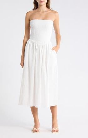 Wayf Smocked Convertible Dress in Ivory at Nordstrom Rack, Size X-Large