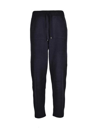 FILIPPO DE LAURENTIIS Tapered Black Track Trousers with Elastic Waistband and Drawstring