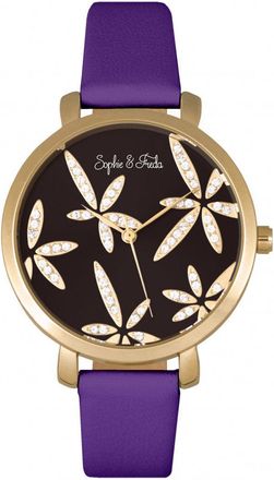 Sophie & Freda Key West Leather-Band Watch with Swarovski Crystals