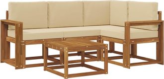 vidaXL Conjunto De Sof&aacute;s De Exterior 5 Uds. Natural Y Beige Vidaxl