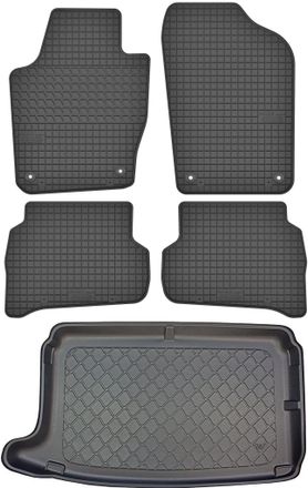 OEM Volkswagen Polo V Hatchback De 05.2009 A 09.2017. Juego: Alfombrillas De Goma Para Coche + Alfombrilla Para Maletero