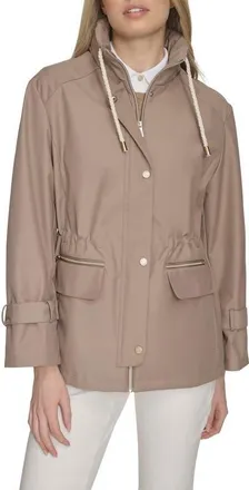 Cole Haan Hooded Oversize Rain Jacket in Light Taupe at Nordstrom, Size X-Large