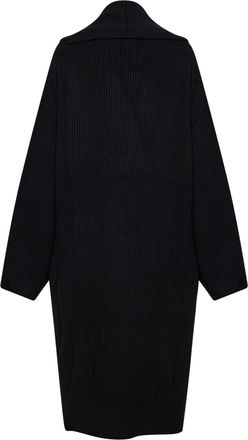 Toteme Womens Black Ribbed Wool Shawl-Lapel Long Cardigan Cardigans Sweater