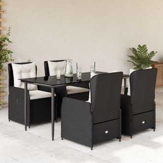 vidaXL Set De Muebles Jard&iacute;n 5 Pzas Con Cojines Rat&aacute;n Sint&eacute;tico Negro Vidaxl