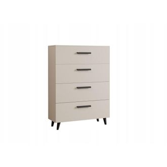 OEM Cassettiera 80 Fiord Con Cassetti, Stile Scandinavo, Cashmere, Nero, Su Gambe