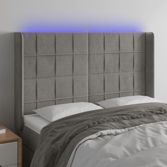 vidaXL Cabecero Con Led De Terciopelo Gris Claro 147x16x118/128 Cm Vidaxl