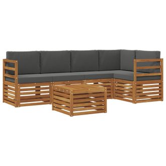 vidaXL Conjunto De Sof&aacute; Seccional Con Coj&iacute;n 6 Pcs Natural Y Antracita Vidaxl